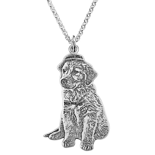 Custom Pet Dog Portrait Memorial Necklace Gift