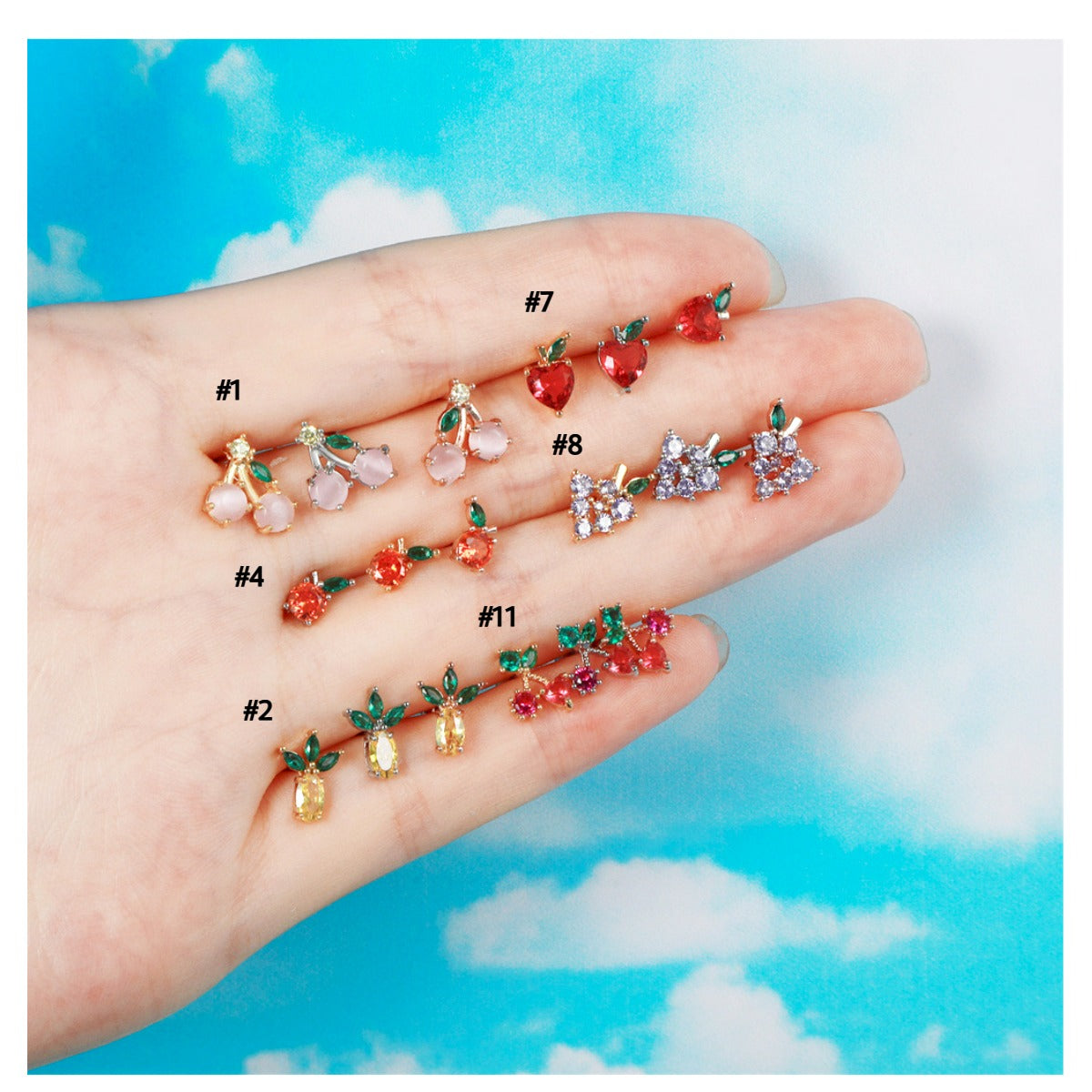 cartilage earrings, piercing jewelry, cartilage piercing, body jewelry, helix piercing, helix earrings, tragus piercing, fruit earrings