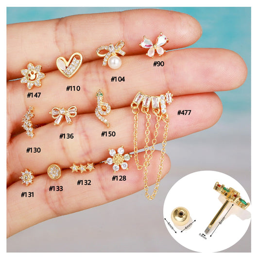 cartilage earrings, piercing jewelry, cartilage piercing, body jewelry, helix piercing, helix earrings, tragus piercing, flower earrings