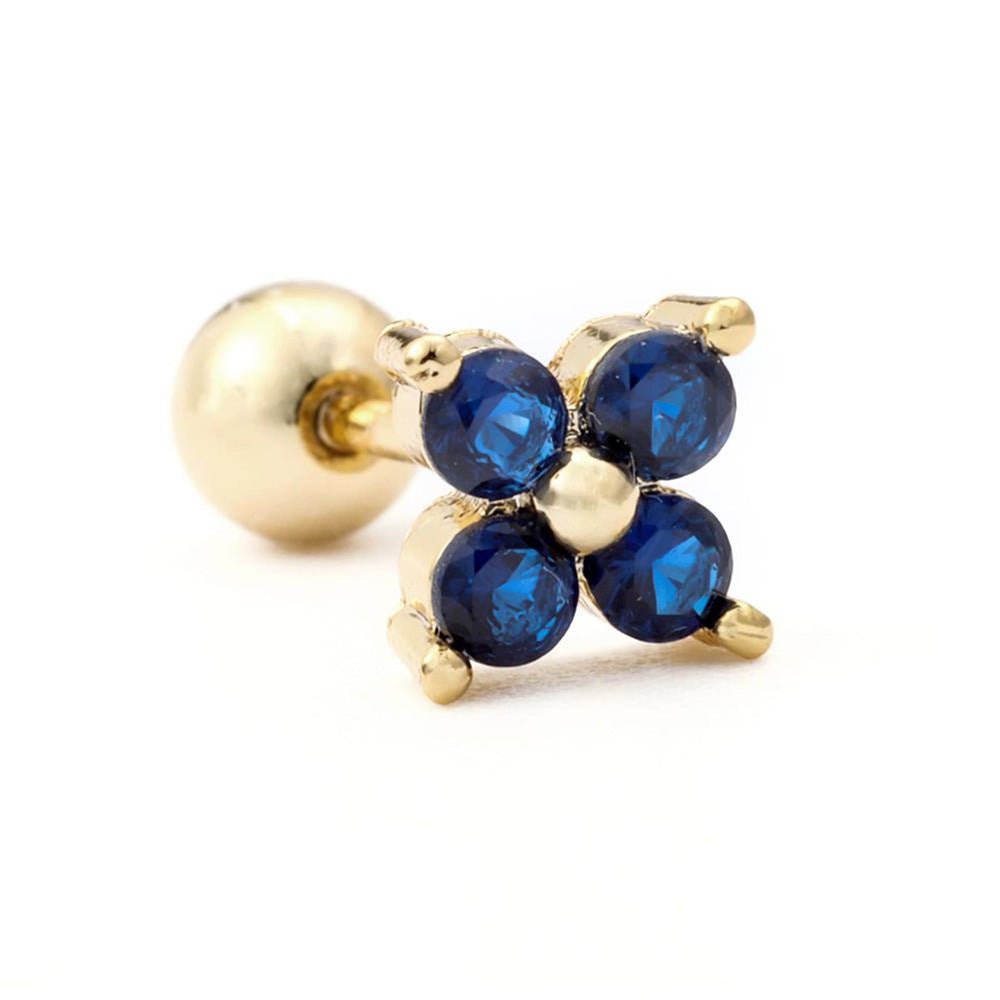 20G Y2K Blue Flower Ball Back Earrings