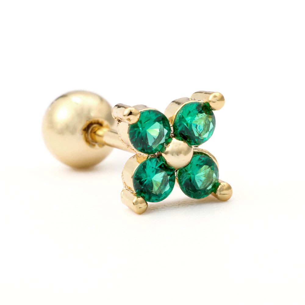 20G Y2K Green Flower Ball Back Earrings