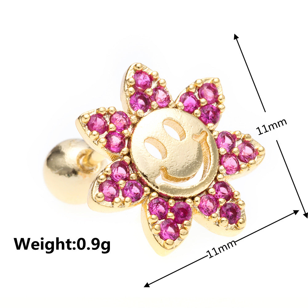 cartilage earrings, piercing jewelry, cartilage piercing, body jewelry, helix piercing, helix earrings, tragus piercing, flower earrings