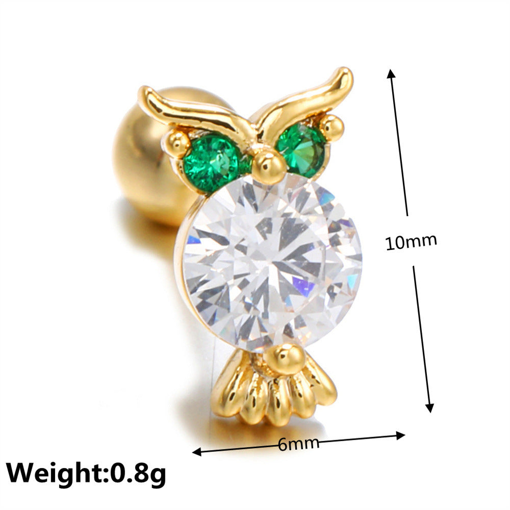 20G Tiny Cartilage Owl Stud Piercing