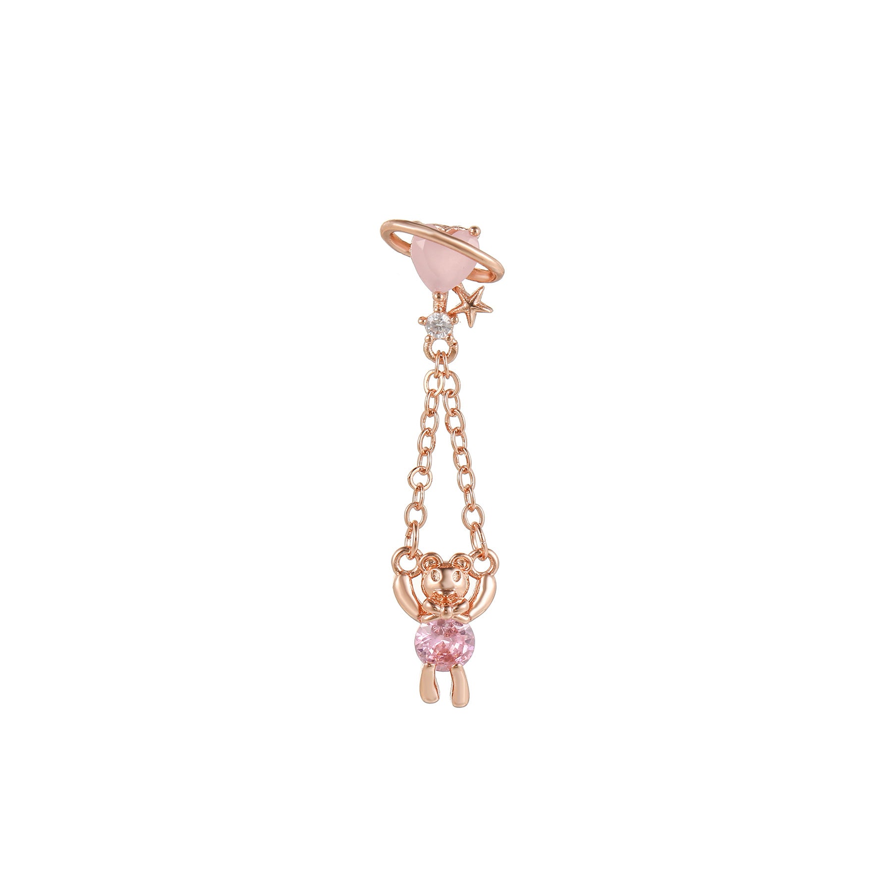 20G Teddy Heart Dangle Chain Conch Piercing