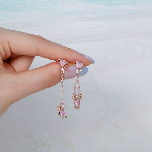 20G Teddy Heart Dangle Chain Conch Piercing