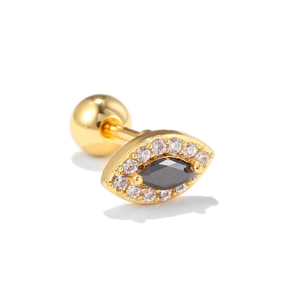 20G Surgical Steel Black Evil Eye Cartilage Conch Stud