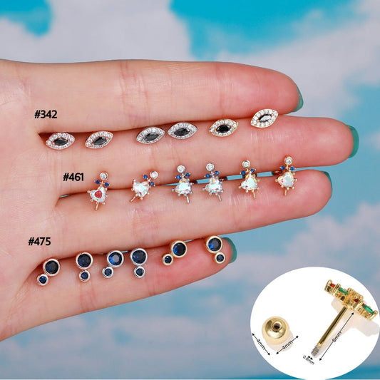 20G Surgical Steel Black Evil Eye Cartilage Conch Stud