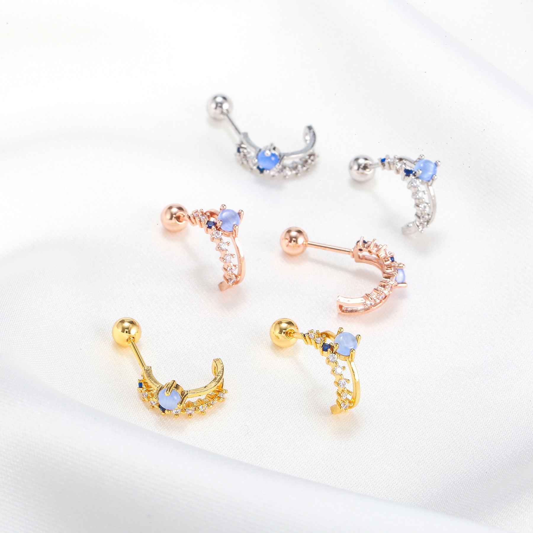 20G Star Emoji Conch Double Piercing Earrings