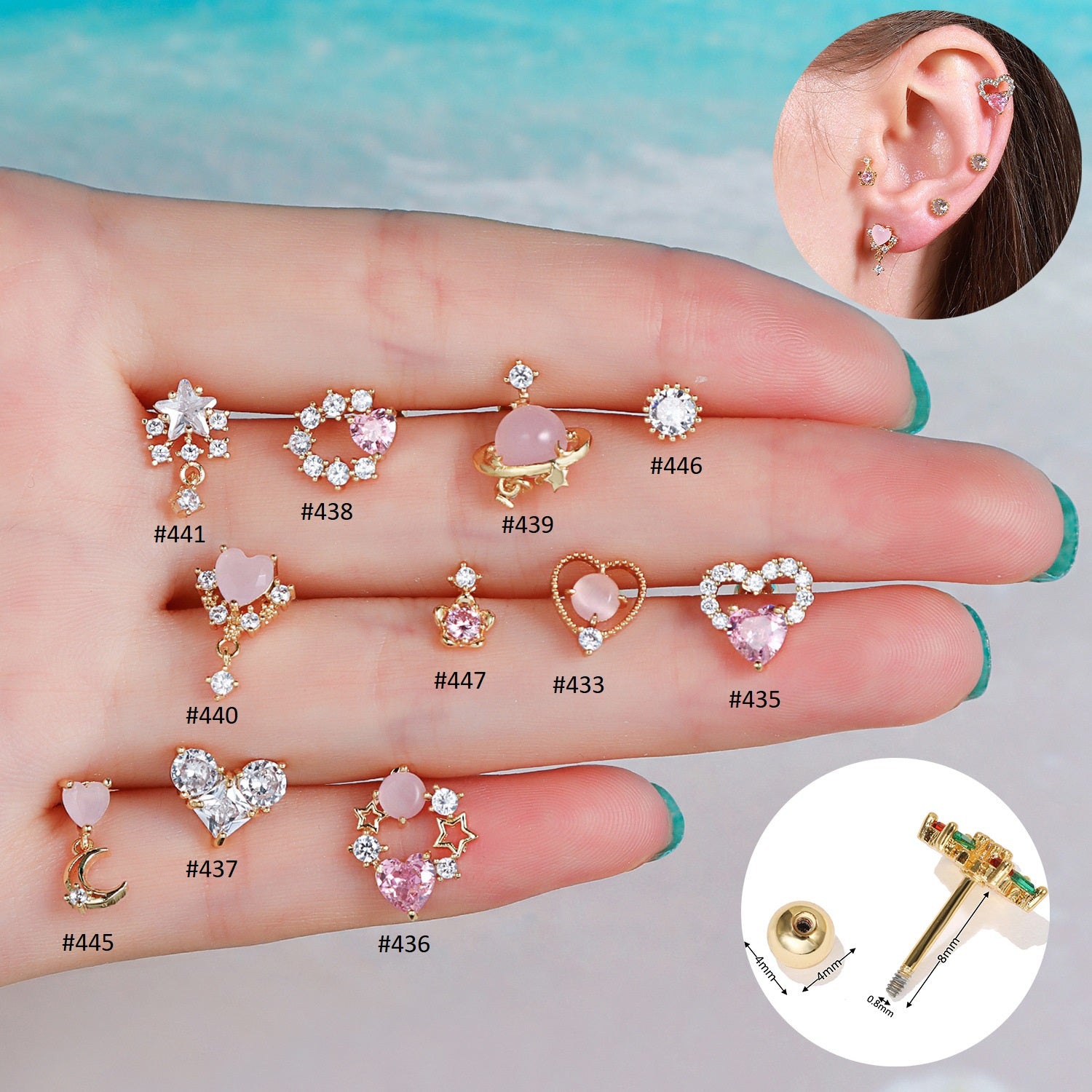 cartilage earrings, piercing jewelry, cartilage piercing, body jewelry, helix piercing, helix earrings, tragus piercing, star earrings