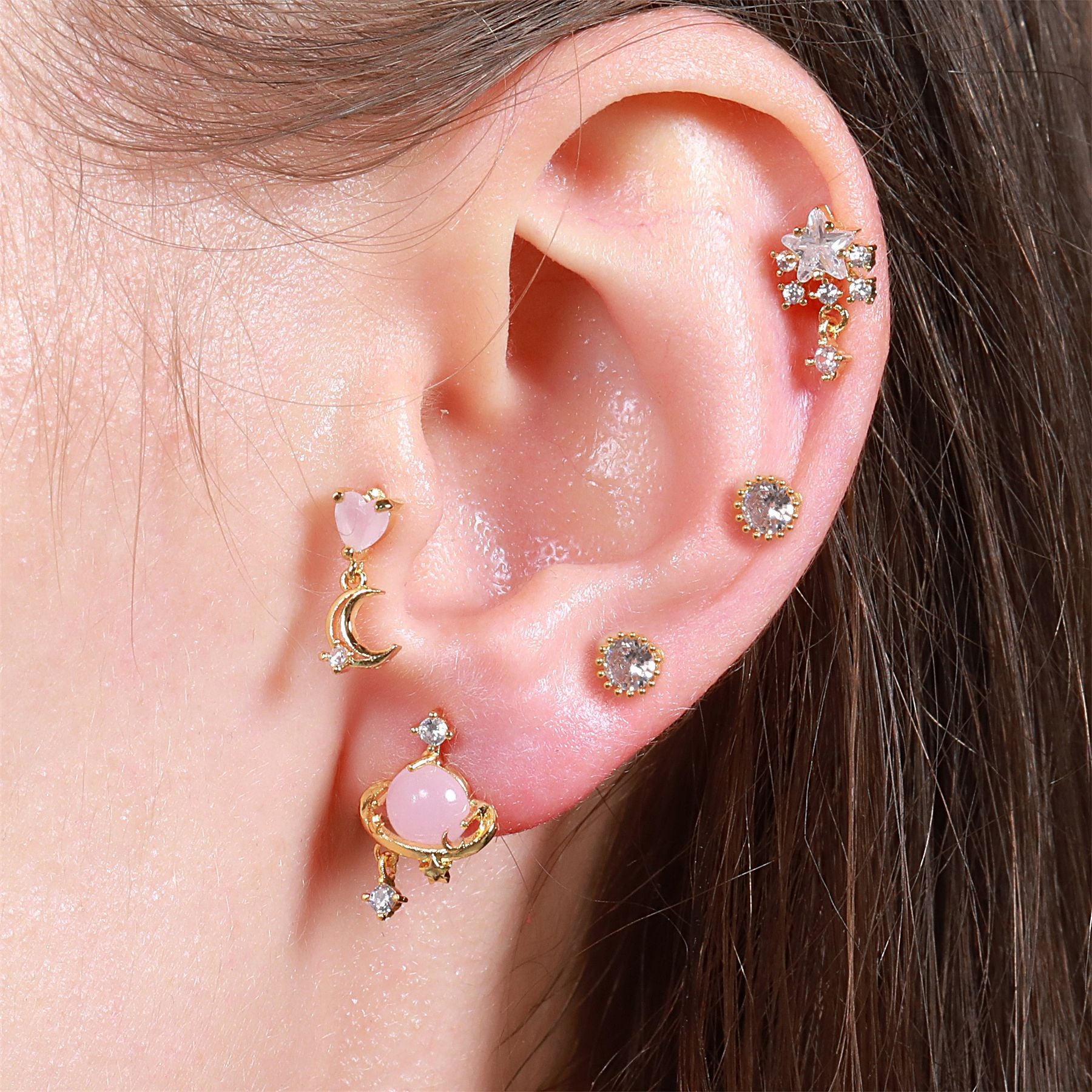 cartilage earrings, piercing jewelry, cartilage piercing, body jewelry, helix piercing, helix earrings, tragus piercing, star earrings