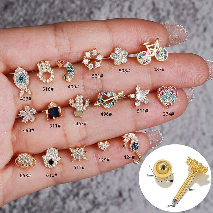 20G Cactus Conch Helix Piercing Stud