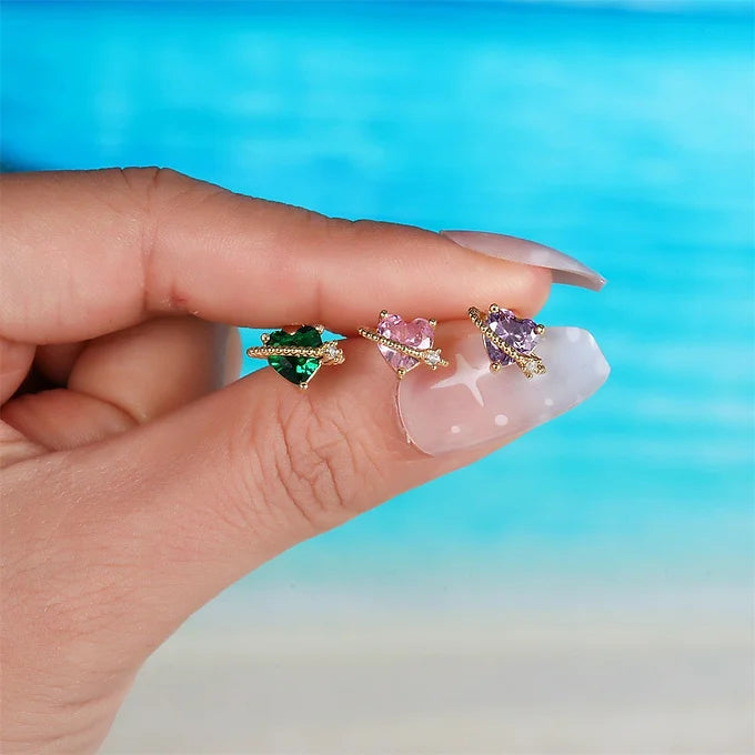 20G Heart Barbell Back Earrings