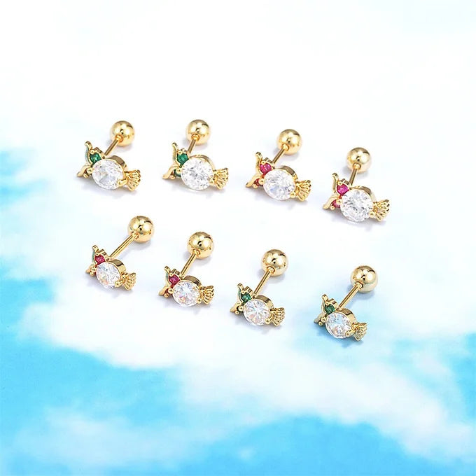 20G Owl Barbell Back Earrings
