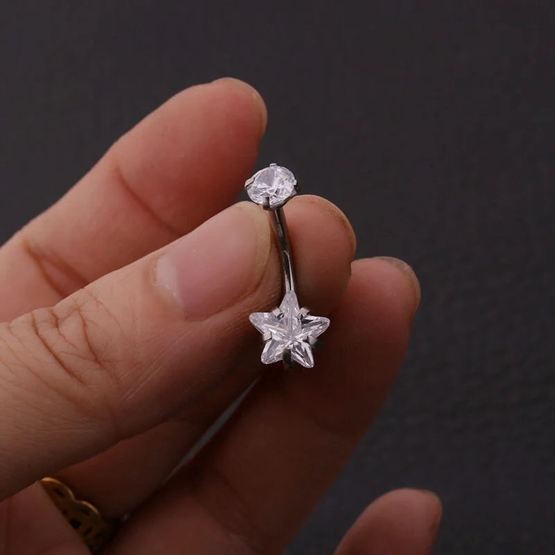 14G Surgical Steel Star Navel Button Piercing