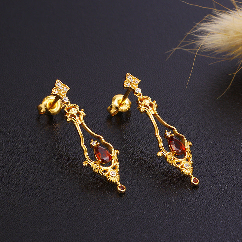 Elegant Baroque Garnet Earrings
