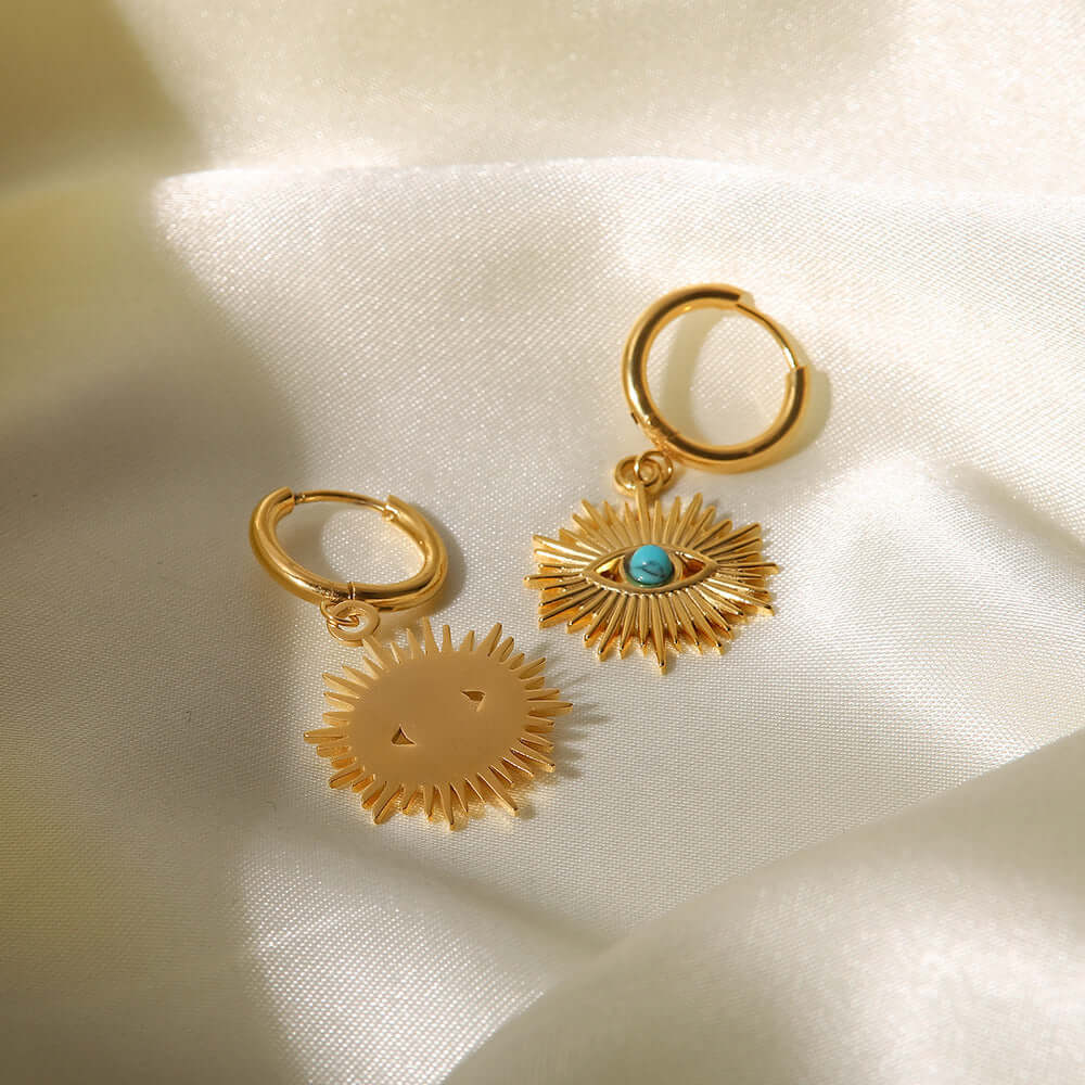Evil Eye Huggies Hoop Earrings