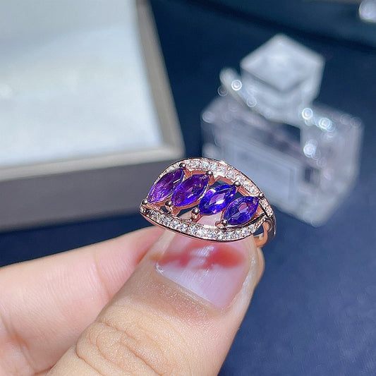 Amethyst 4 Stone February Rings Gift | FME - R171