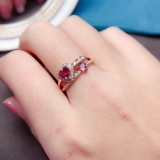 Pink Topaz Heart Ring, Sagittarius Jewelry