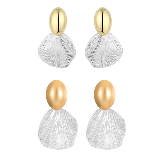 Fan Shaped Shell Drop Earrings