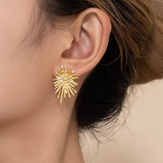 Fireworks Star Burst Diamond Stud Earrings