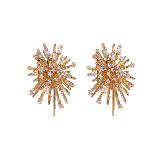 Fireworks Star Burst Diamond Stud Earrings