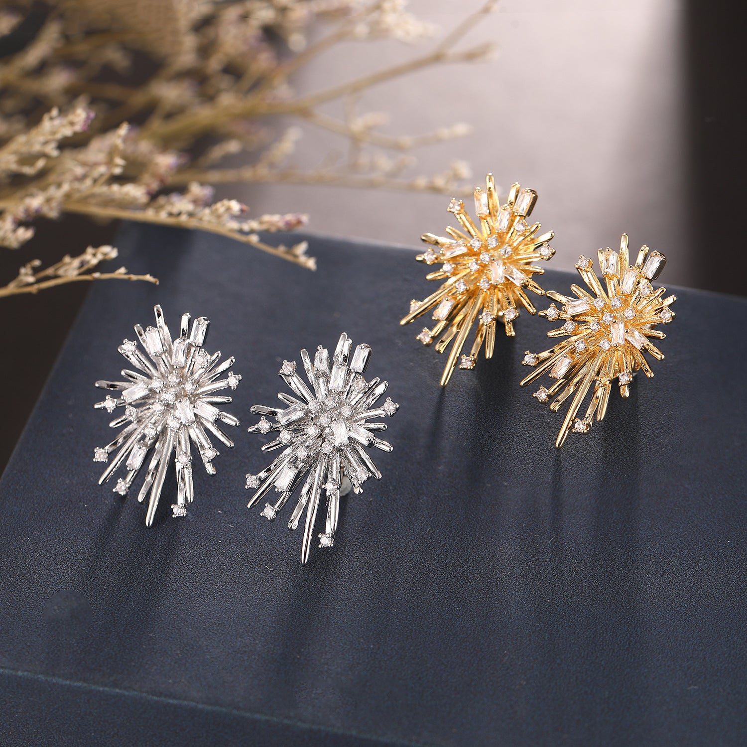 Fireworks Star Burst Diamond Stud Earrings