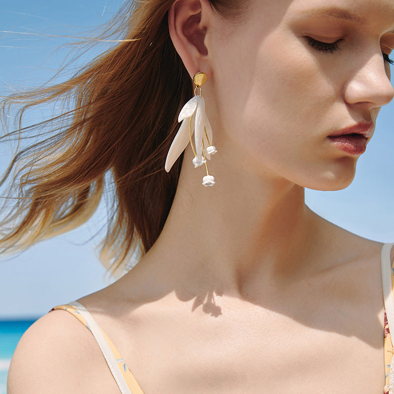 Flower Petal Drop Earrings