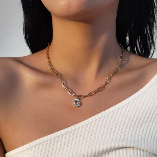 Gold Alphabet Charm Pendant Necklace