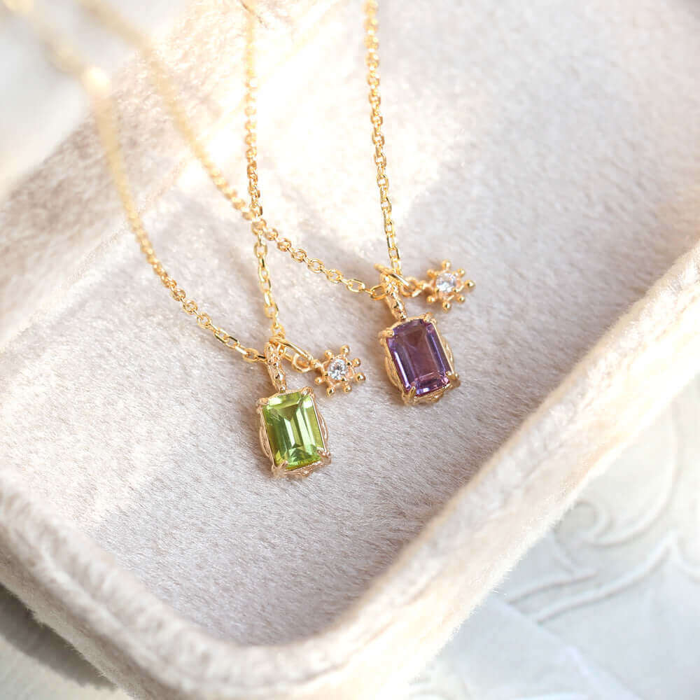 Gold Amethyst Peridot Pendant Necklace