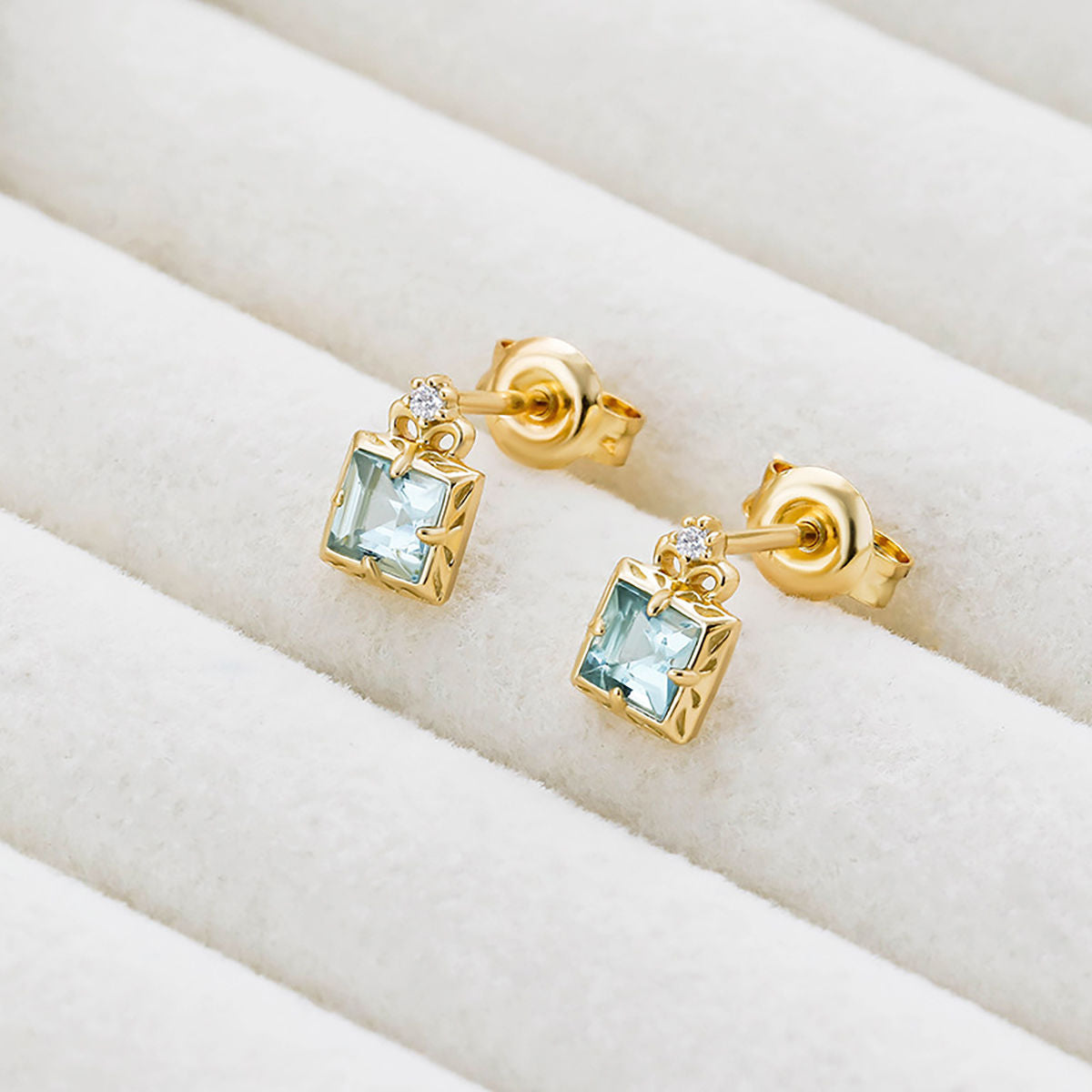 Gold Aquamarine Earrings