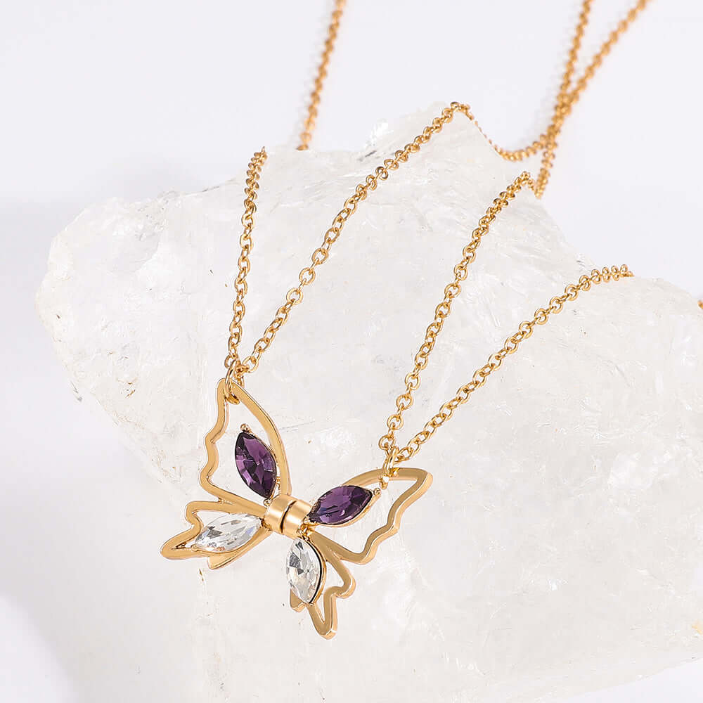 Gold Butterfly Magnetic Layering Necklace