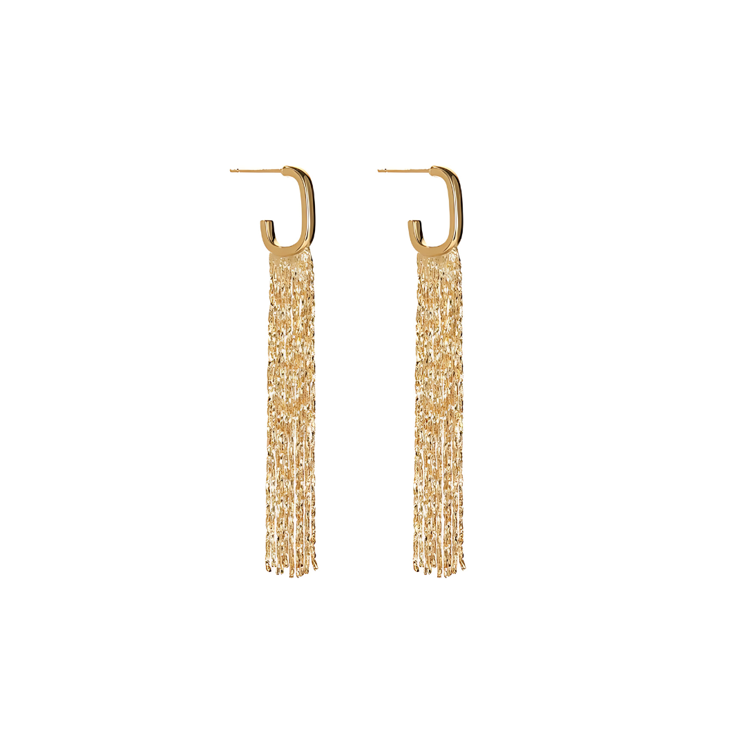 Gold C Hoop Waterfall Earrings