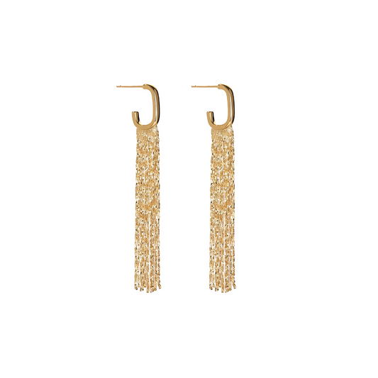Gold C Hoop Waterfall Earrings