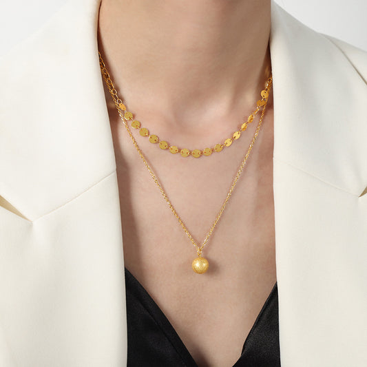 Simple Gold Disc Ball Layering Necklace