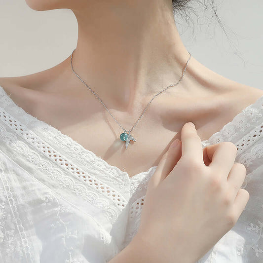 Fairy Rose Gold Whale Tail Pendant Necklace