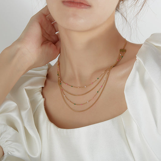Gold Chain Bead layering Necklace