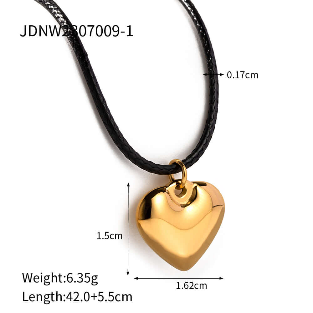 Black Cord Necklace Silver & Gold