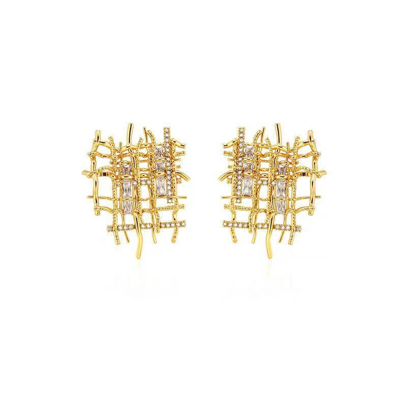 Gold Plated Braided Woven Earrings