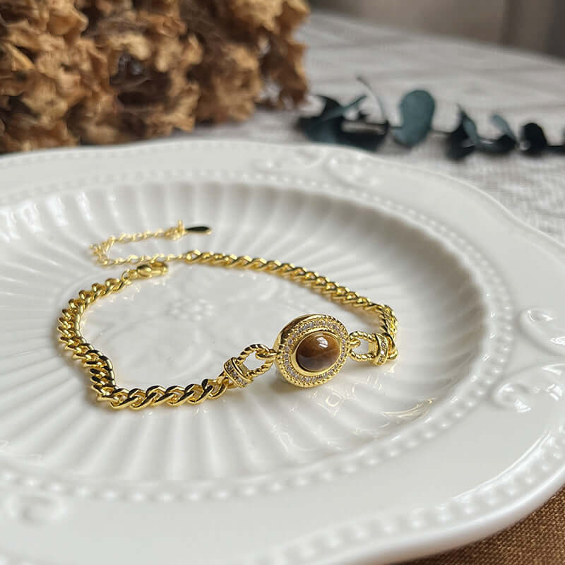 Gold Plated French Style Stone Bracelet