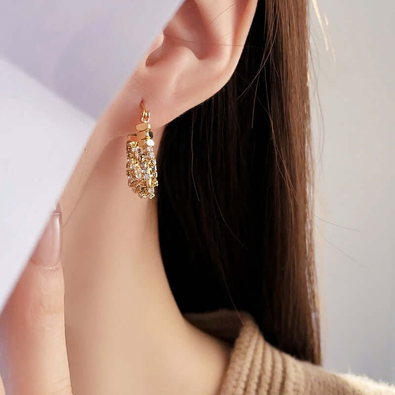 Gold Plated U Shaped Beads Earrings