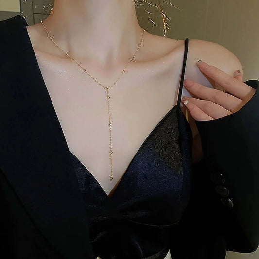 Dainty Satellite Lariat Chain Y Necklace