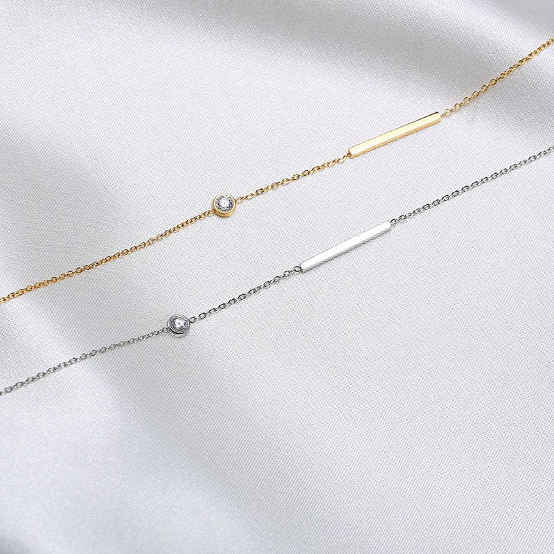 Gold SIlver Bar Pendant Necklace