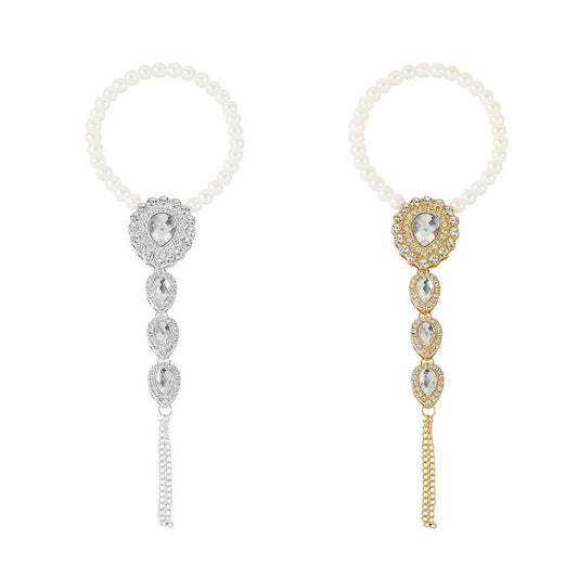 Bohemian Rhinestone Pearl Anklet Chain Bracelet Toe Chain