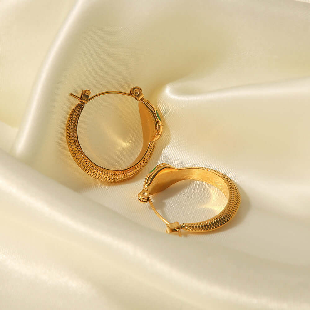 Gold Snake Hoop Earrings
