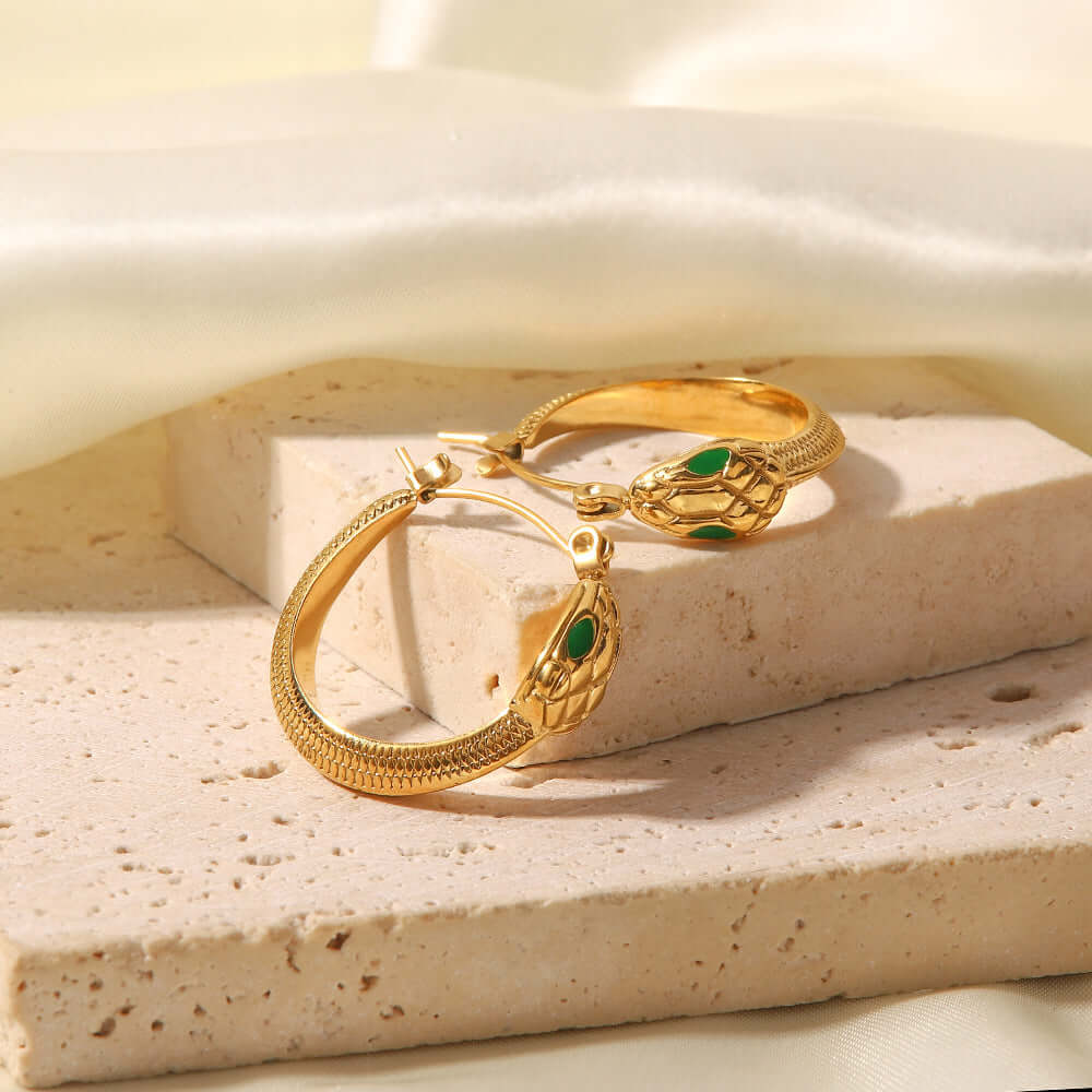 Gold Snake Hoop Earrings
