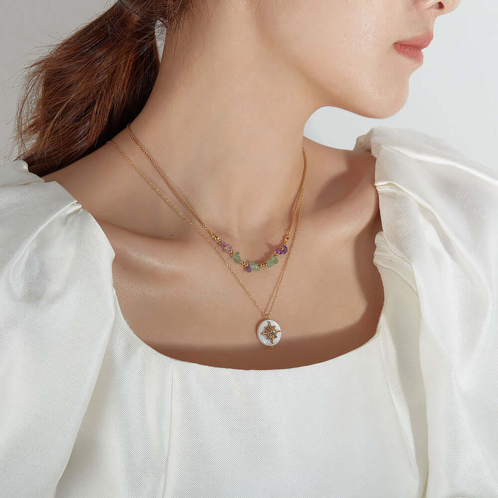 Gold Star Pendant Layering Necklace