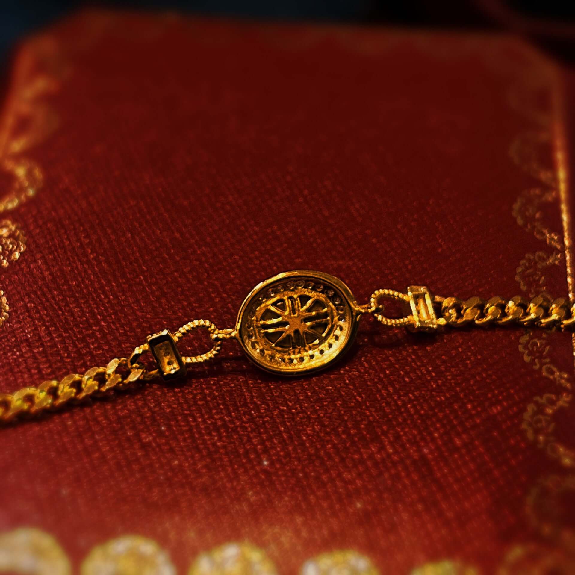 Gold Stone Cuban Chain Bracelet