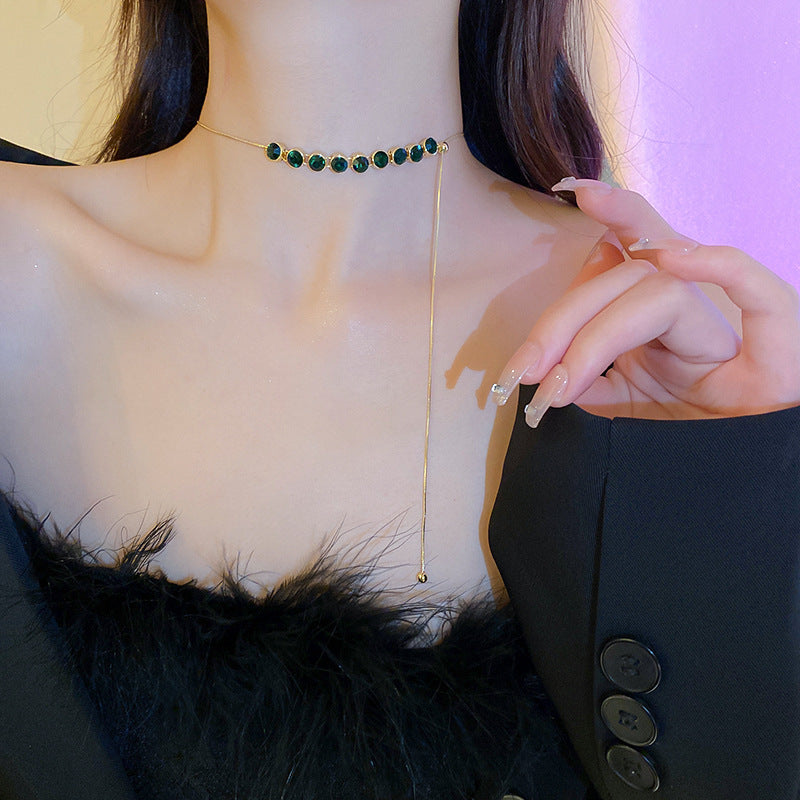 Gold Timeless Green CZ Necklace