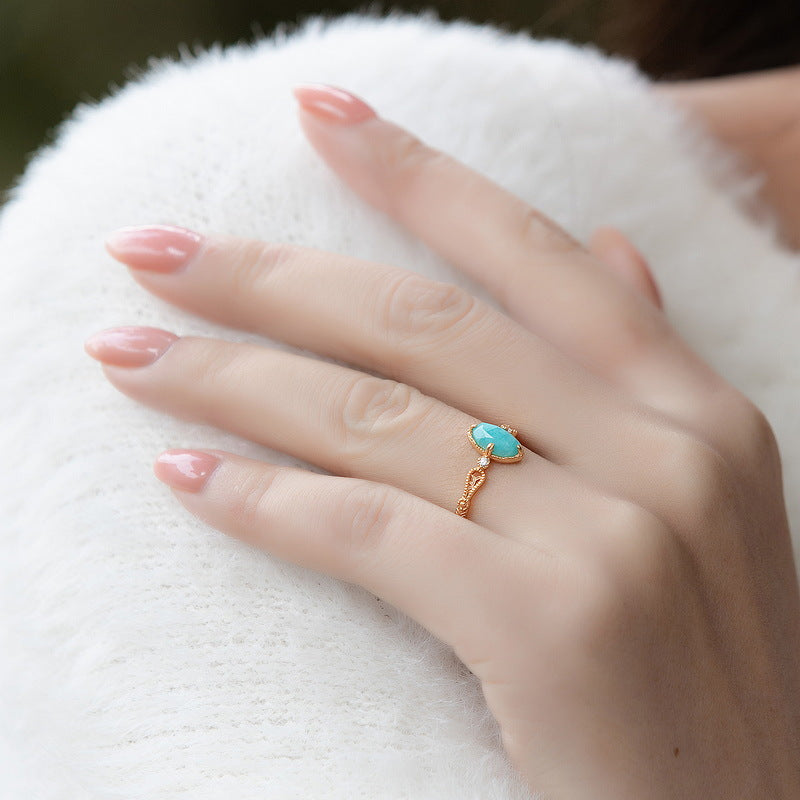 Gold Vintage Turquoise Quartz Ring