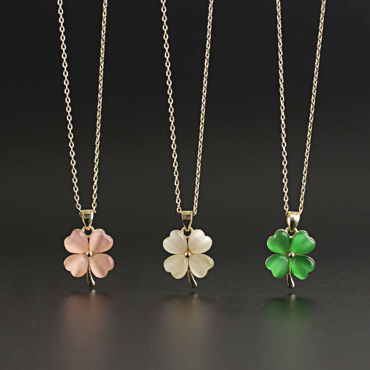 Titanium Four Leaf Clover Pendant Necklace